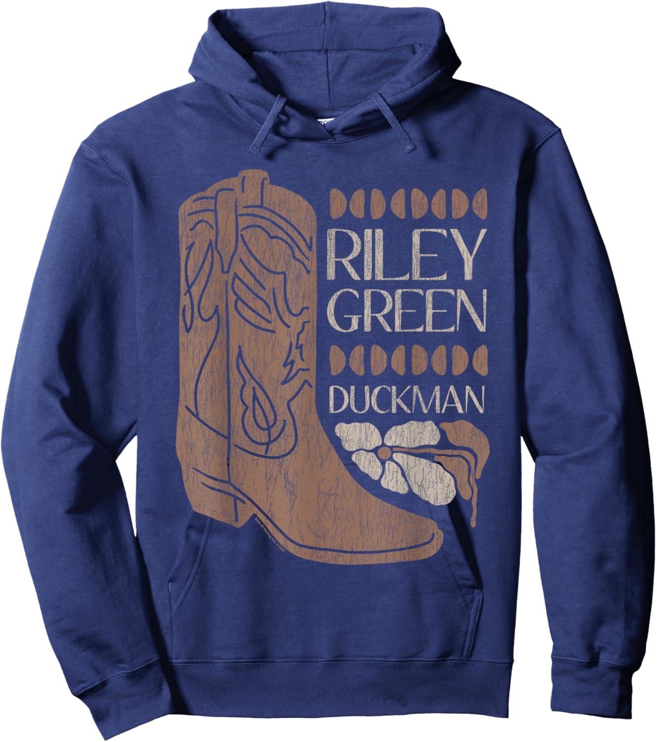 Riley Green Cowboy Boot and Flower Country Music Hoodie - Hoodie | Navy