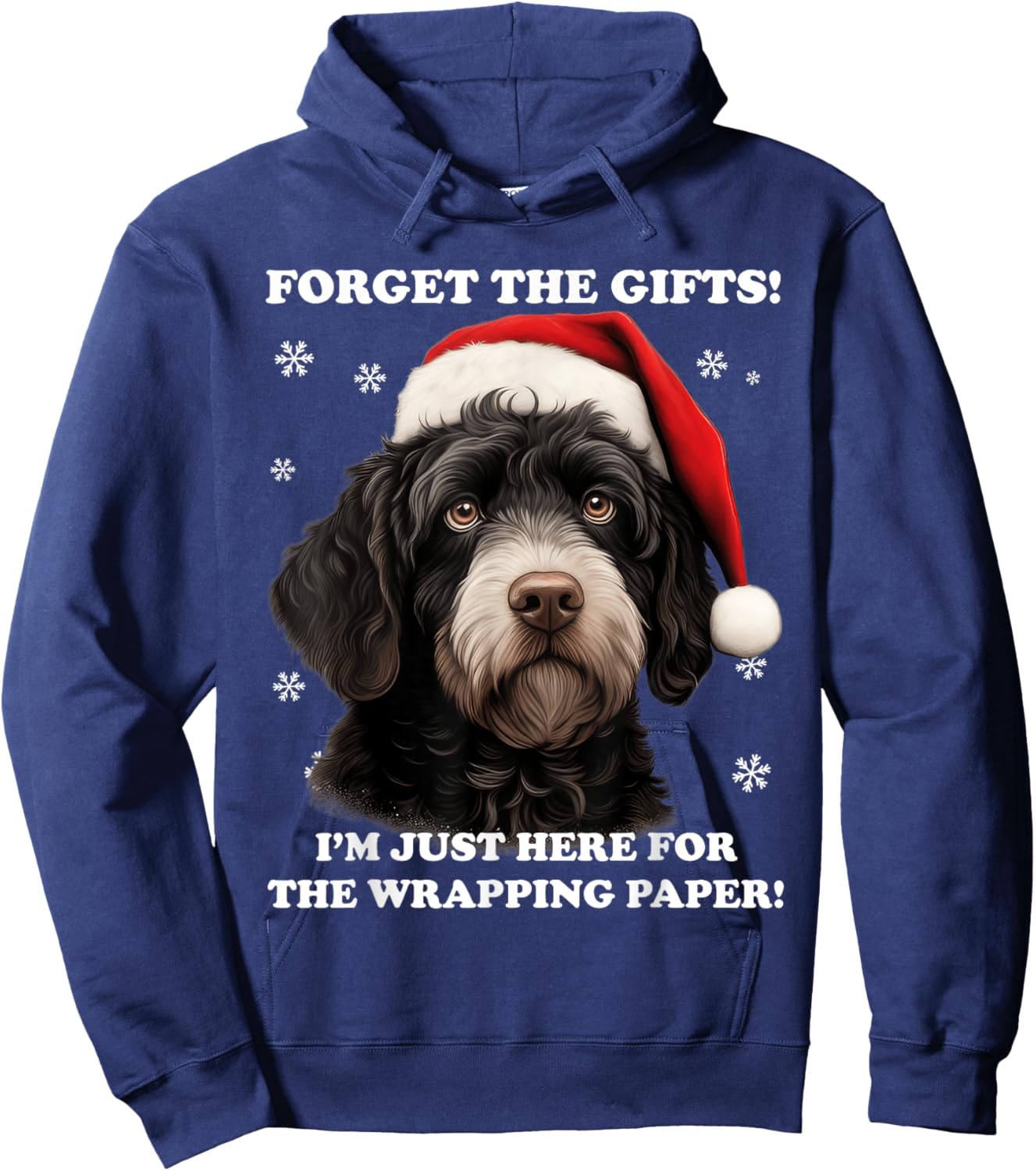 Portuguese water dog with Christmas hat Funny dog Christmas Hoodie - Hoodie | Navy