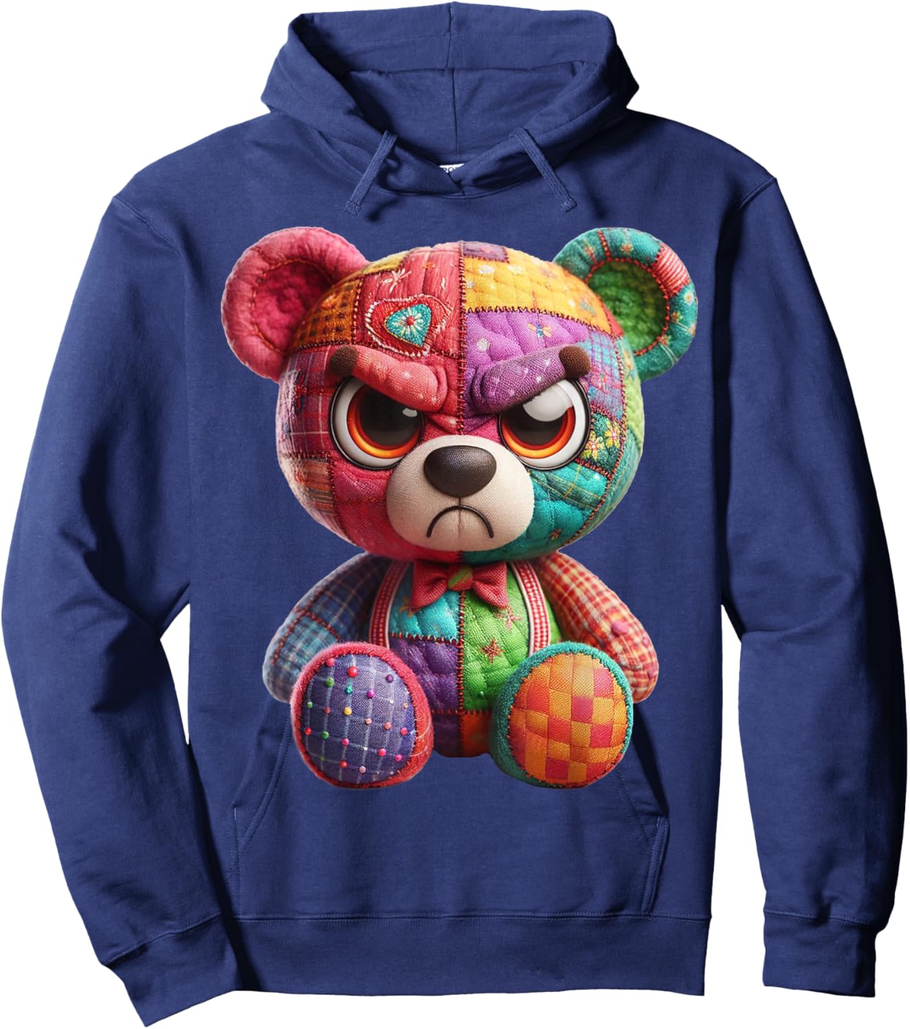 angry teddy bear print, A very grumpy hug Hoodie - Hoodie | Navy