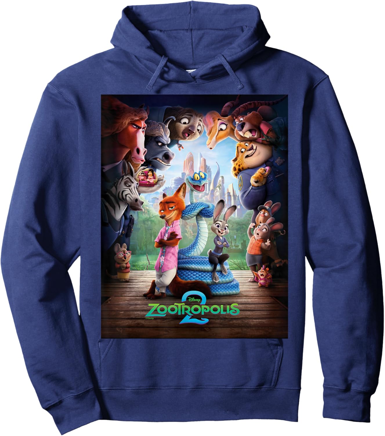 Disney Zootropolis 2 Nick Judy & Gary Surrounded Poster Art Hoodie - Hoodie | Navy