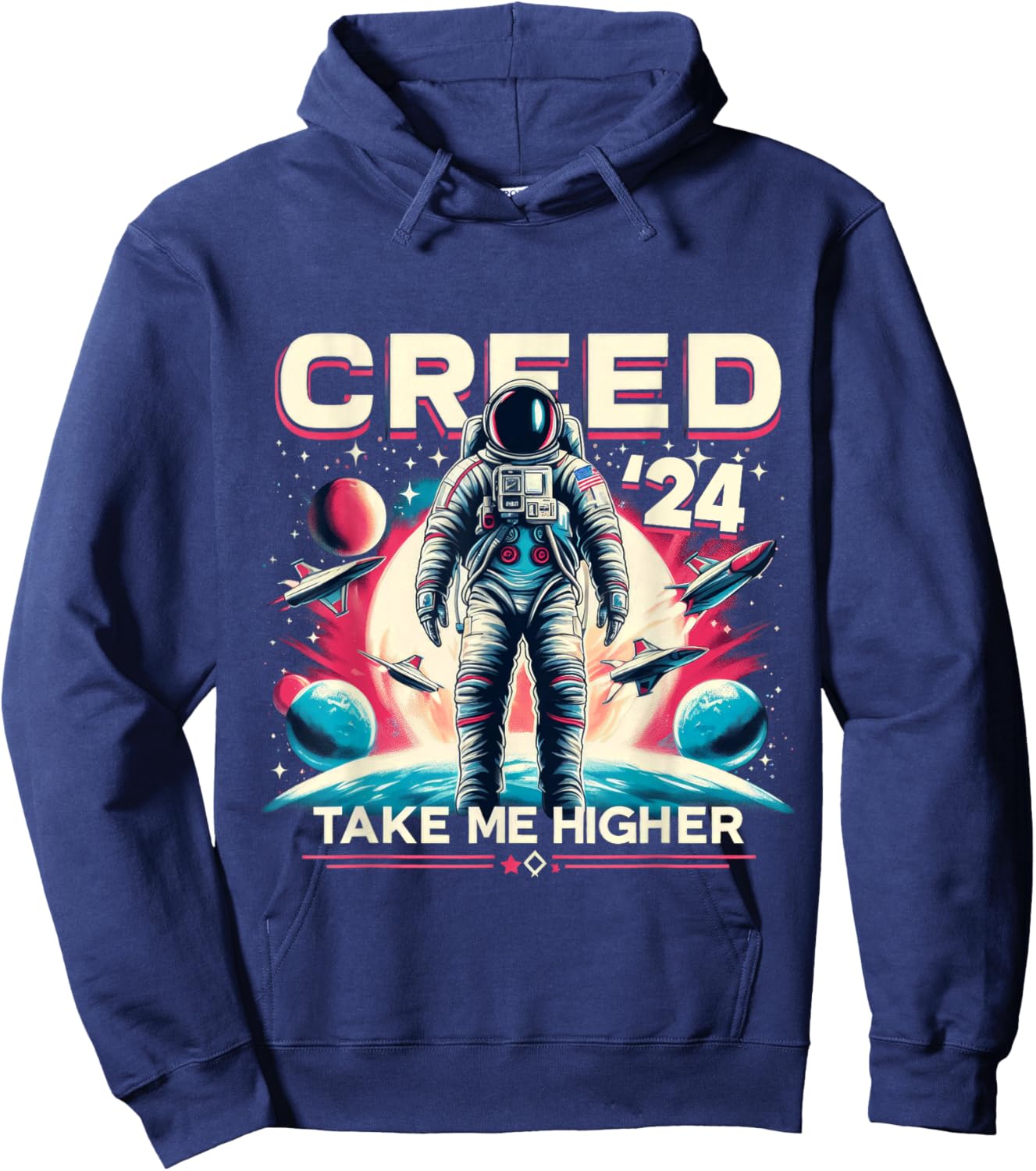 US Flag Astronaut Support 2024 Creed '24 Take Me Higher Hoodie - Hoodie | Navy