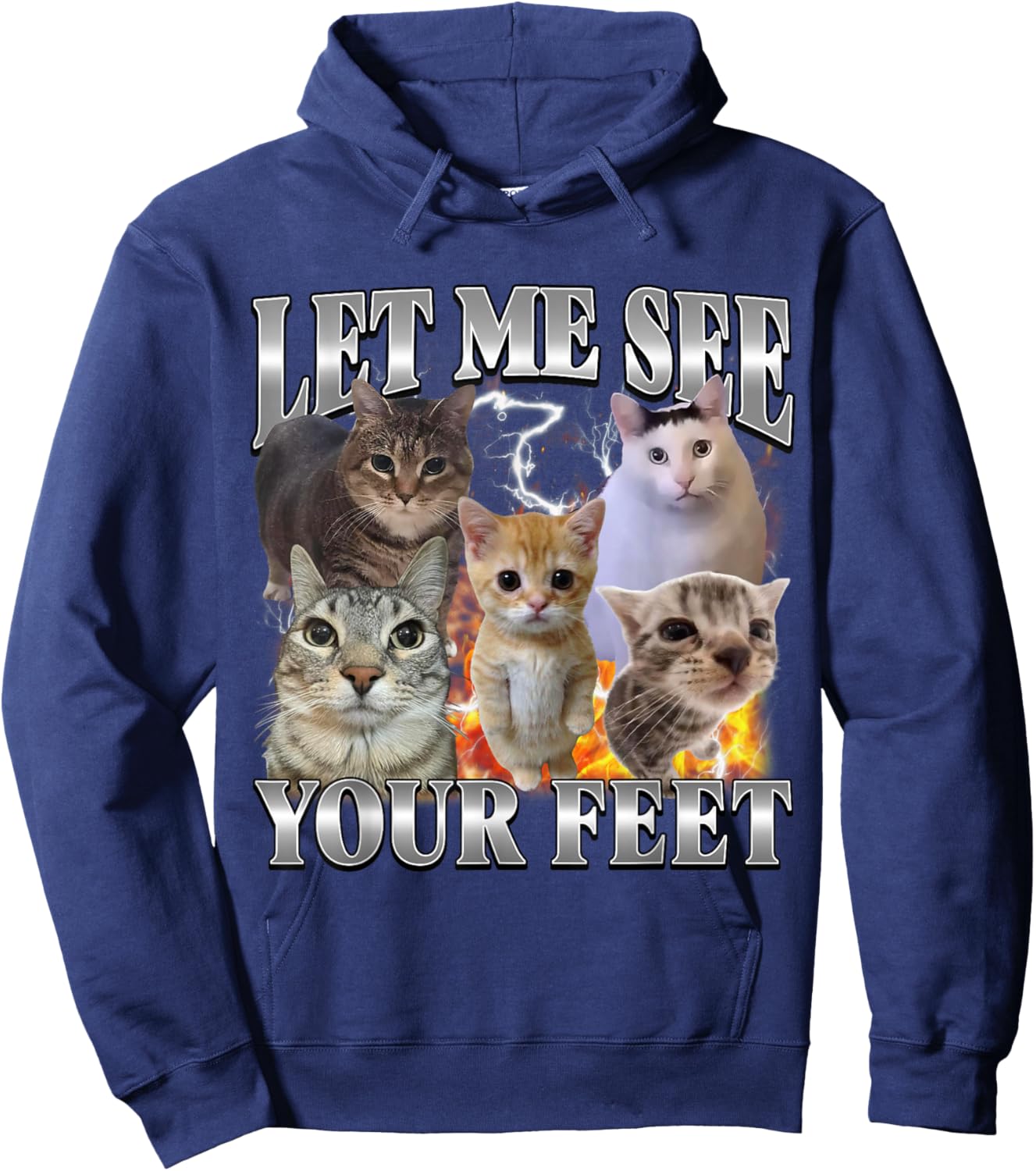 Lass Mich Deine Füße sehen Funny Offsive Cat Meme Bootleg Hoodie - Hoodie | Navy