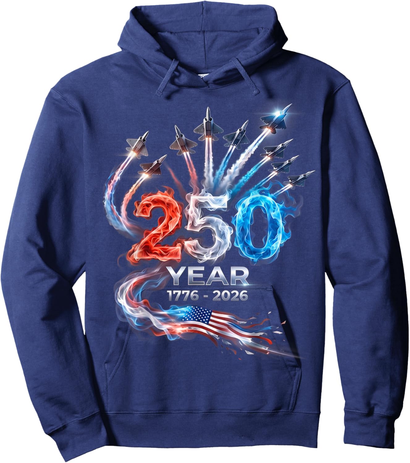 250th Anniversary USA Patriotic 250 Years American 4th July Hoodie - Hoodie | Navy