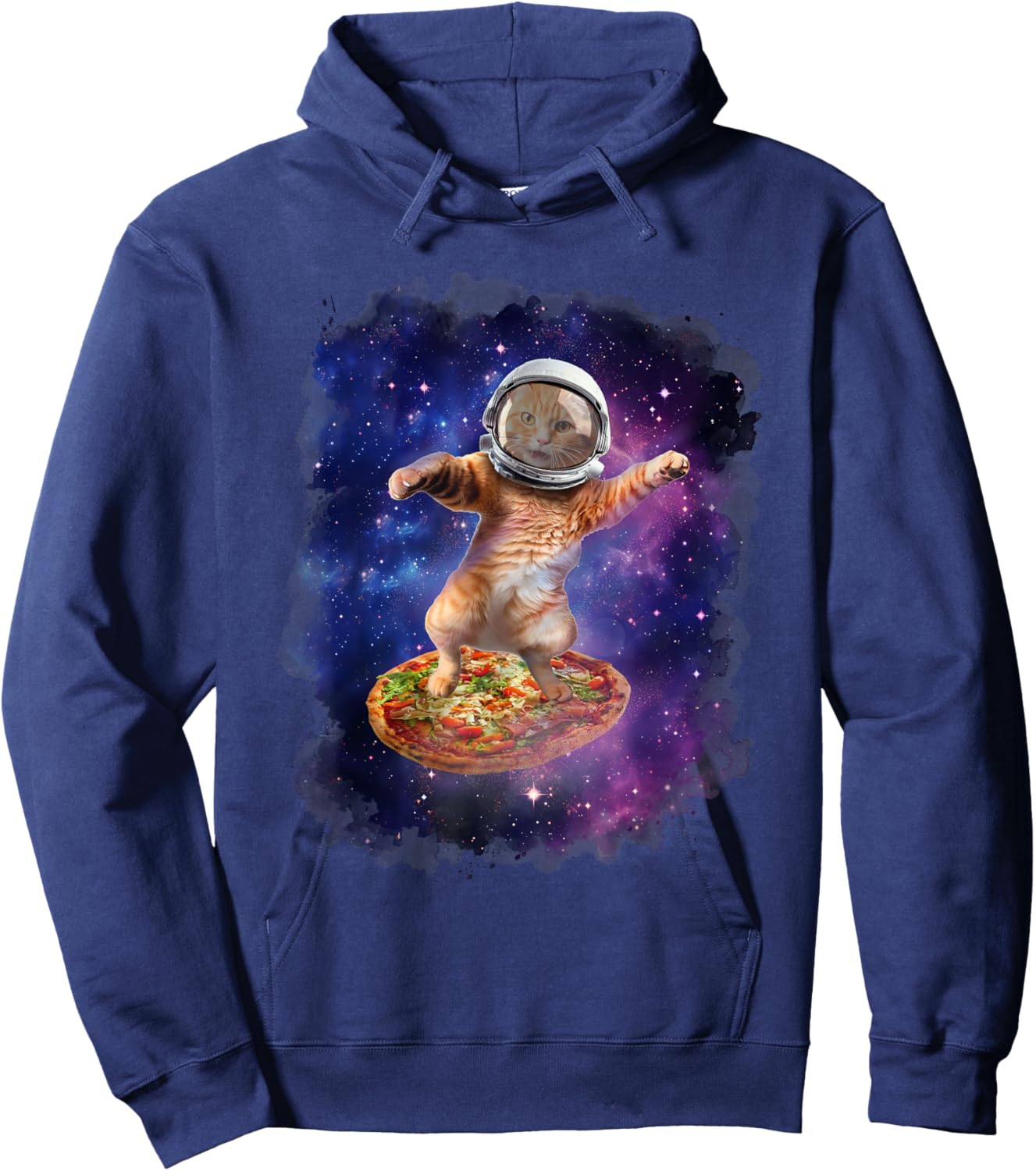 Cat Flying A Pizza - Cat Lover Kitten Owner Kitty Men Women Kids Hoodie - Hoodie | Navy