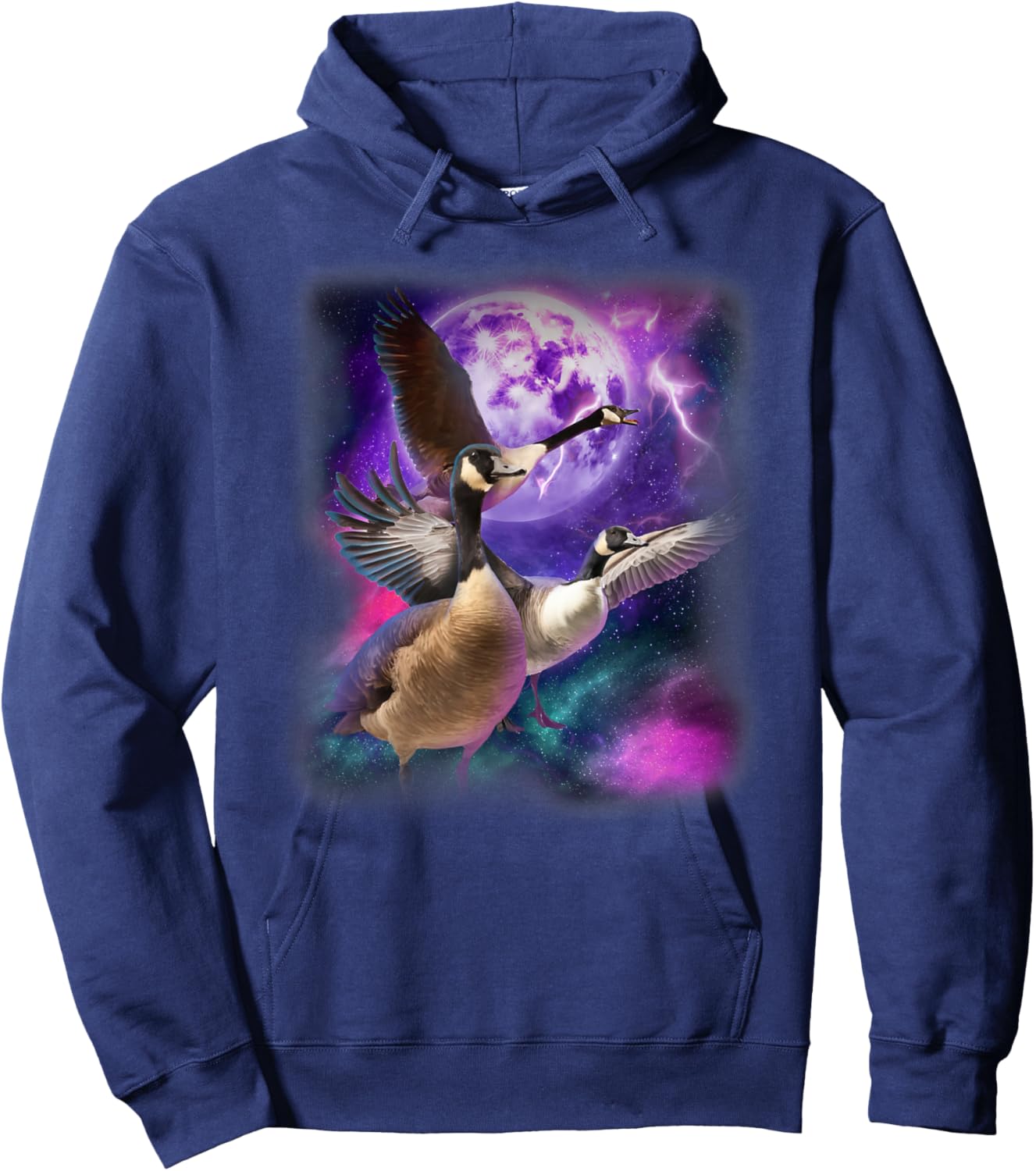 Canadian Goose Shirt - Howling at the Moon Silly Goose Hoodie - Hoodie | Navy