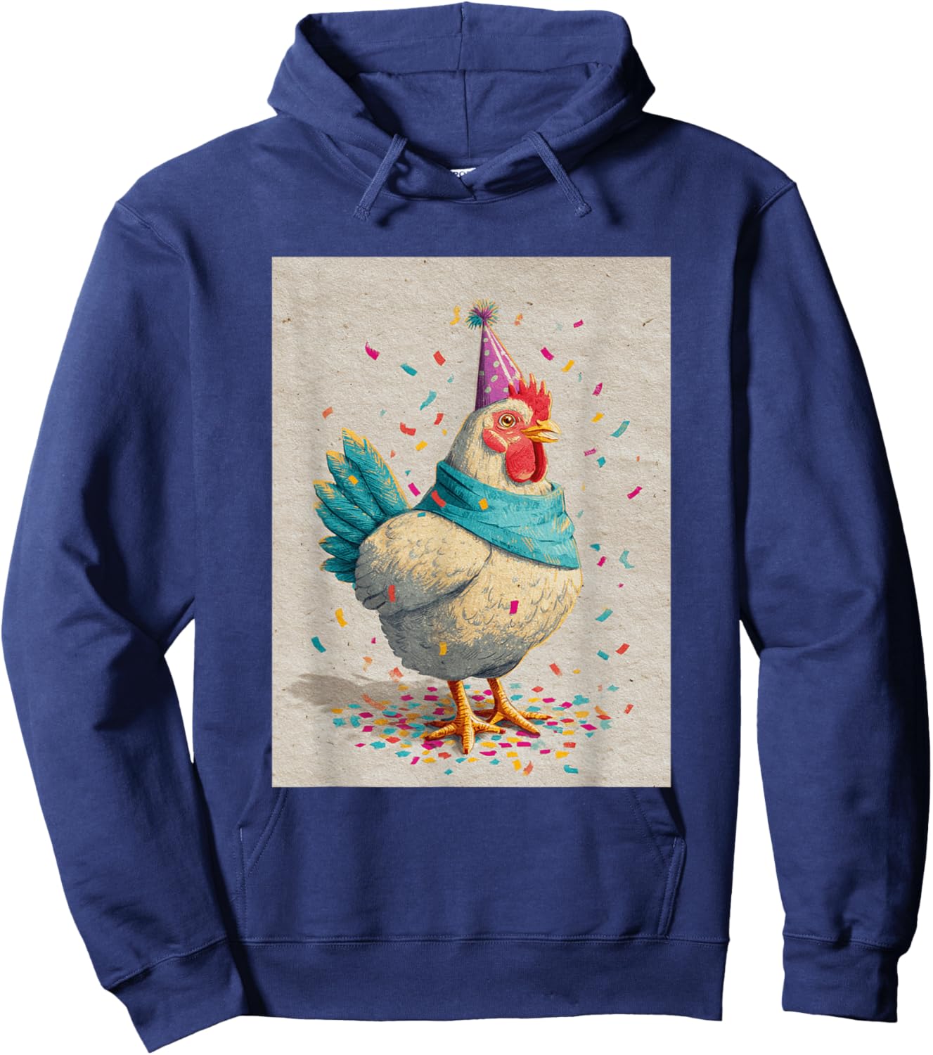 Chicken Birthday Confetti Retro Pop Art Hoodie - Hoodie | Navy