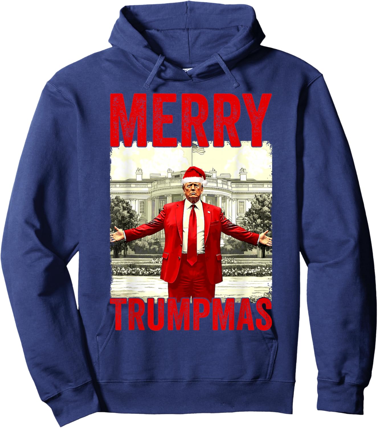 Merry Trumpmas Make Christmas Great Again Trump 2024 47th Hoodie - Hoodie | Navy