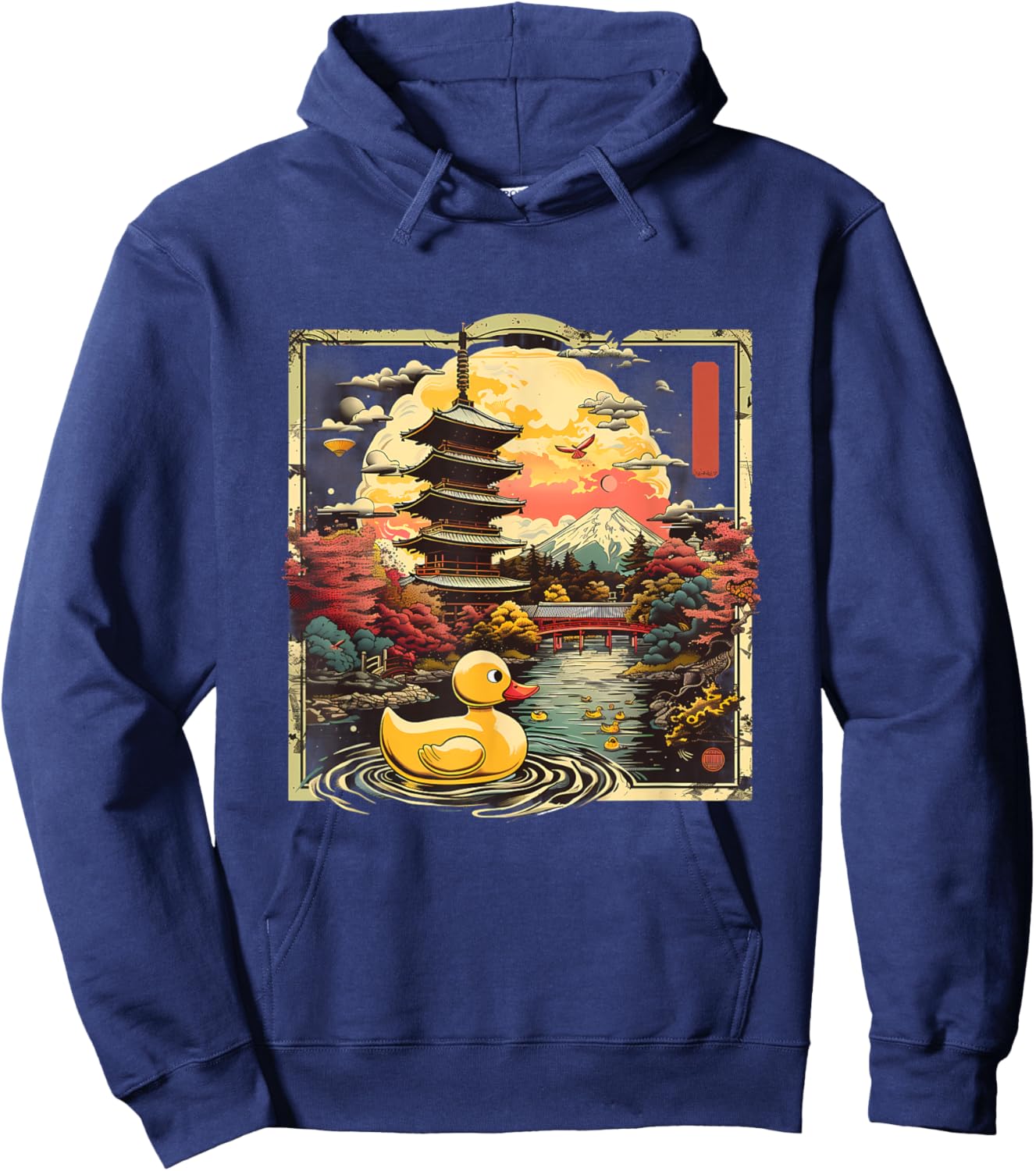 Rubber Duck Pagoda Temple Japanese Garden Rubber Duckie Hoodie - Hoodie | Navy