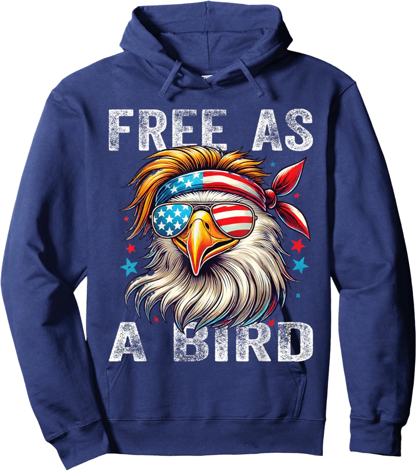 Free As Bird 4th Of July Patriotic Eagle Kids Boys Girls Hoodie - Hoodie | Navy