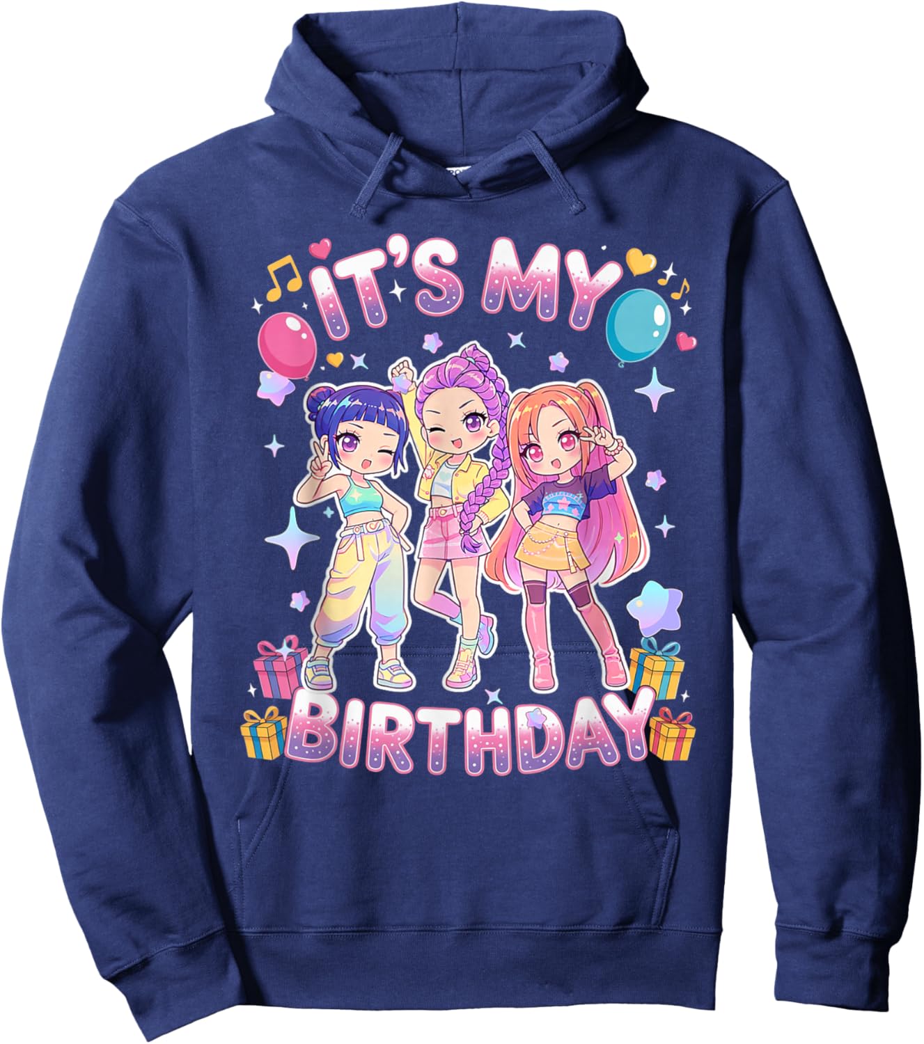 It's My Birthday Cute Chibi Kpop Funny Birthday Girl Korean Hoodie - Hoodie | Navy