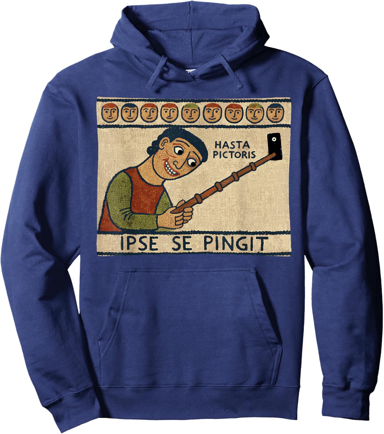 Latin Scholar Selfie Stick Funny Medieval Tapestry Hoodie - Hoodie | Navy