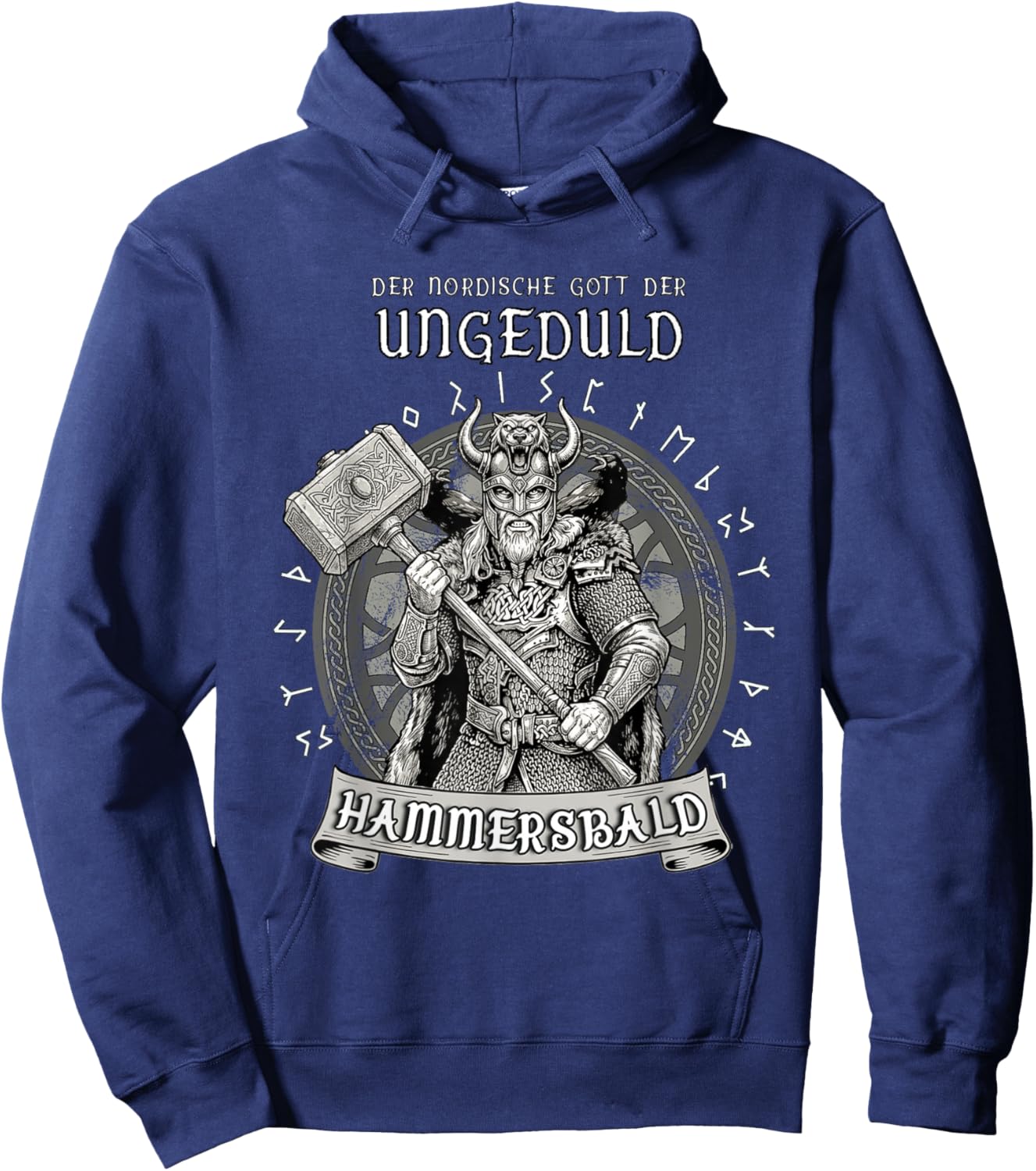 Der nordische Gott Ungeduld Hammersbald Wikinger lustig Hoodie - Hoodie | Navy