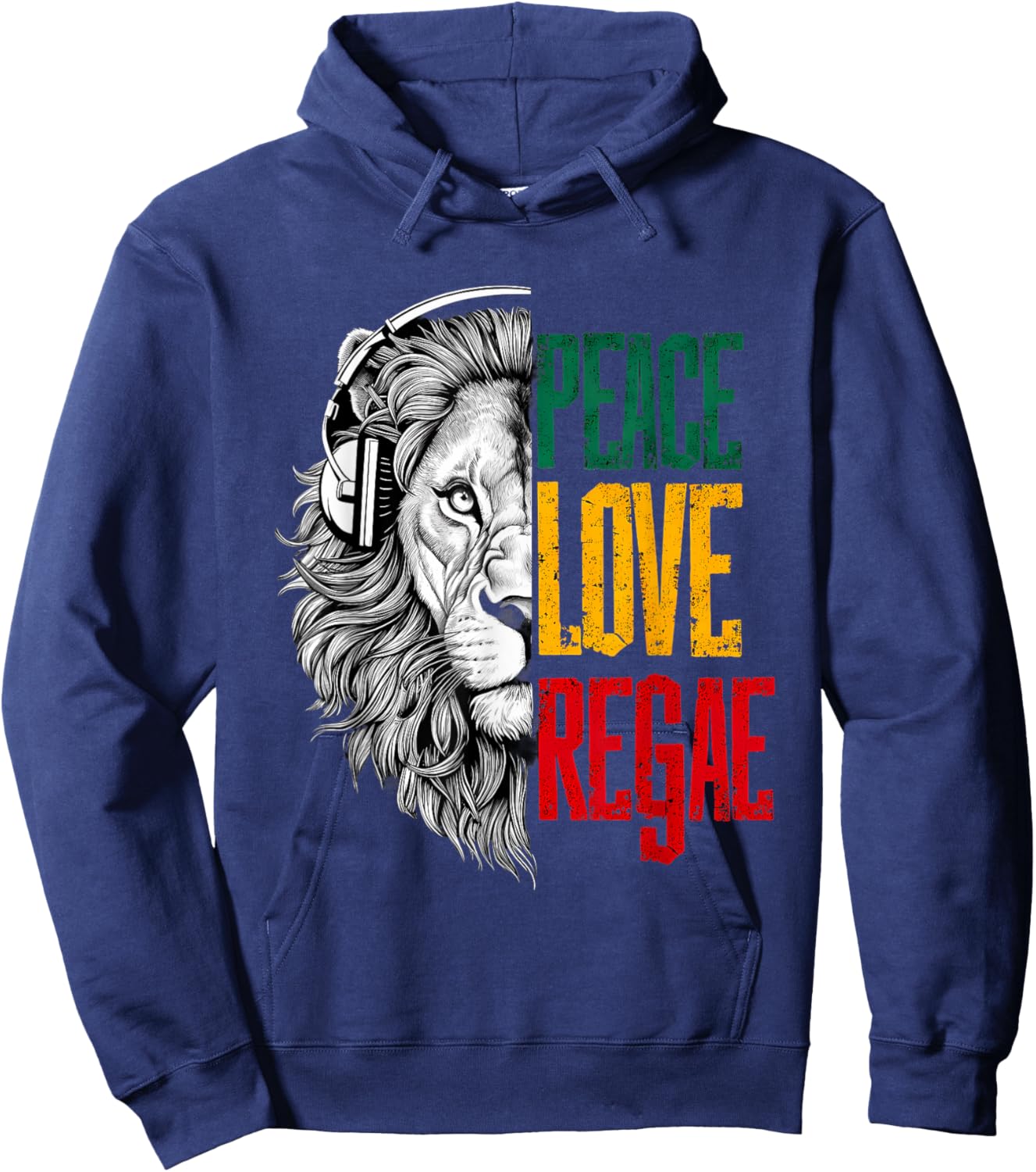 Rasta Reggae Lion of Judah Jamaican Rastafarian Roots Hoodie - Hoodie | Navy