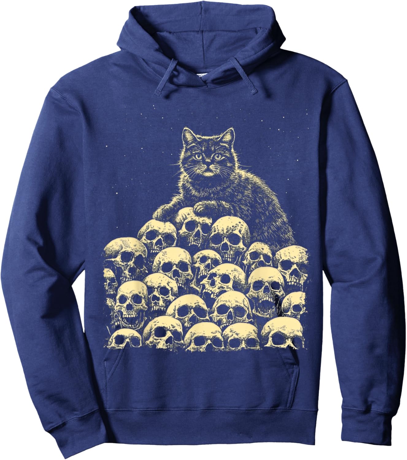 Women's Occult Witchy Dark Academia Gothic Skeleton Cat Goth Hoodie - Hoodie | Navy