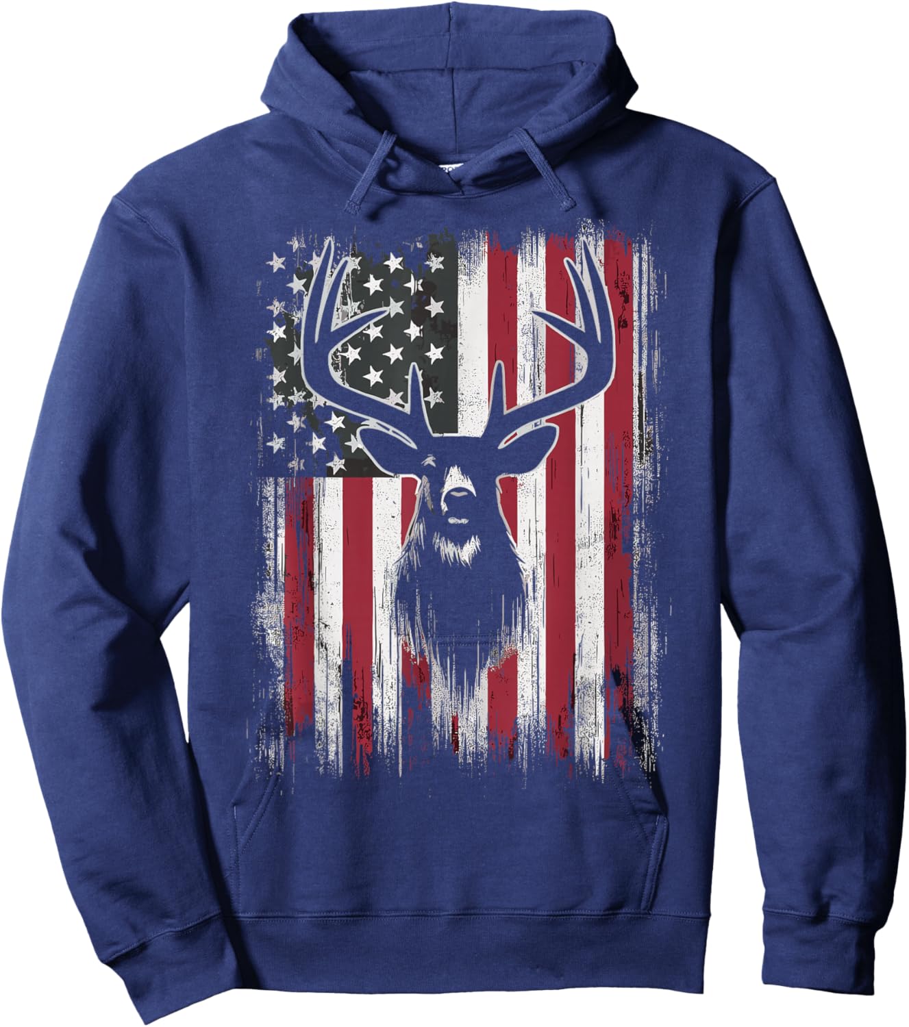 Deer Hunting American Flag Hoodie - Hoodie | Navy