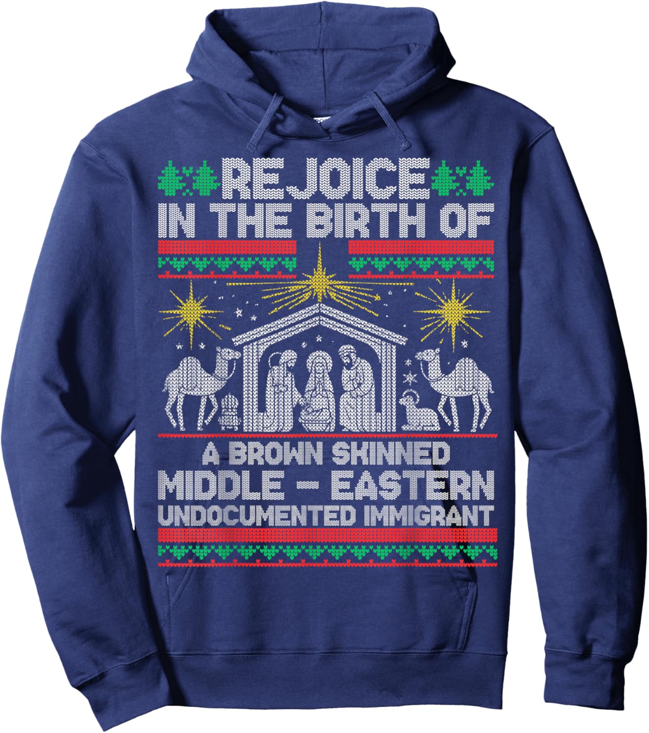 Rejoice In The Birth Of A Brown Skinned Middle Eastern Jesus Hoodie - Hoodie | Navy