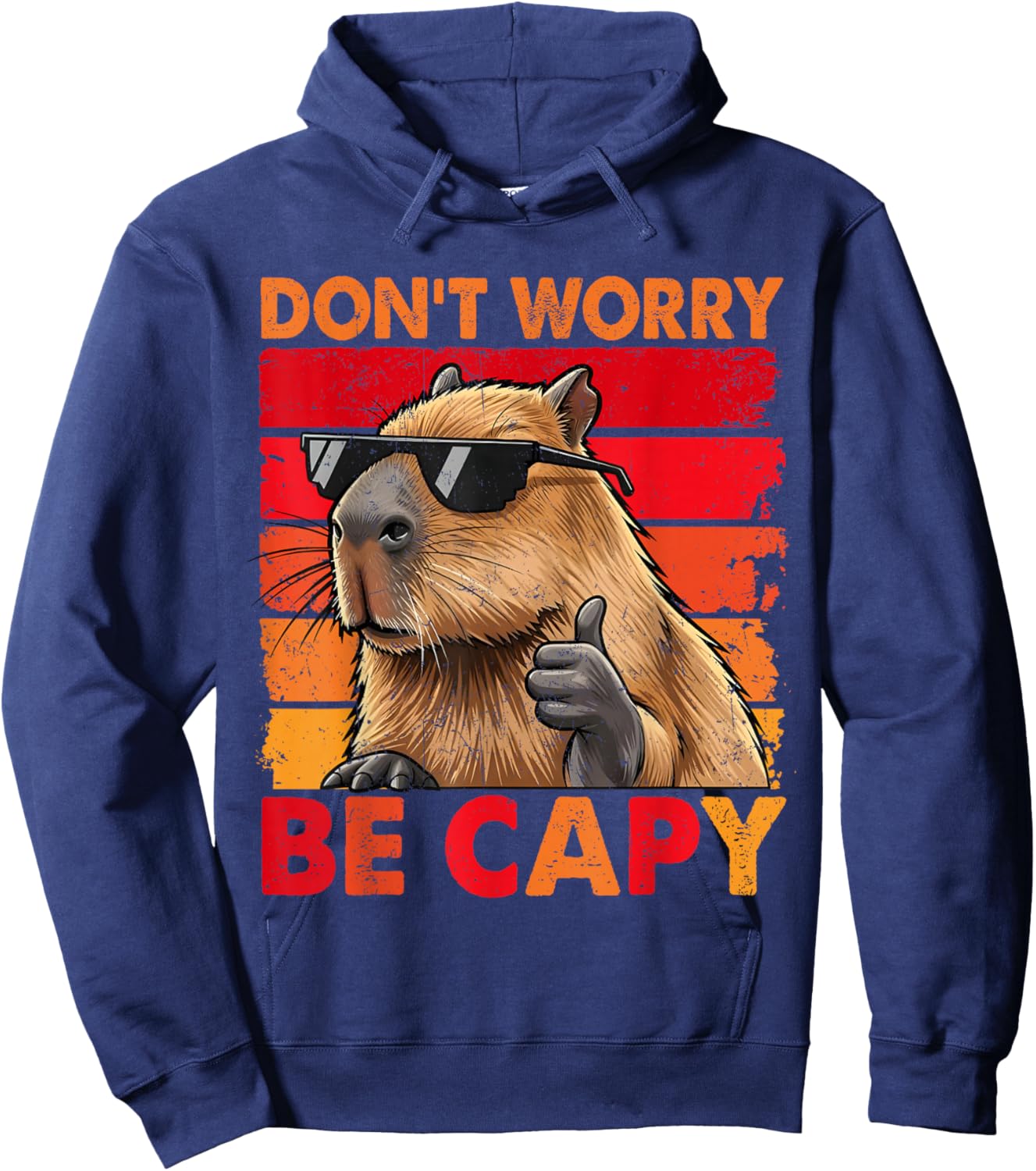 Dont Worry Be Capy Vinatge Cool Capybaras Men Boy Hoodie - Hoodie | Navy