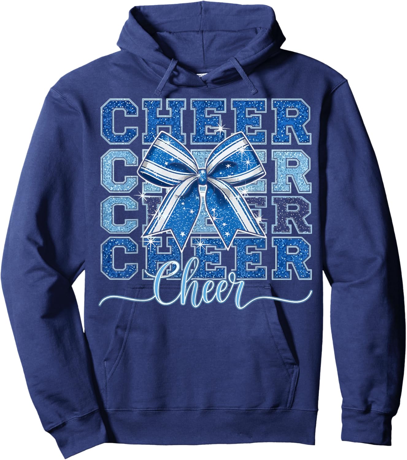 Coquette Cheer Bow Team Cheerleader Cheerleading Blue Hoodie - Hoodie | Navy