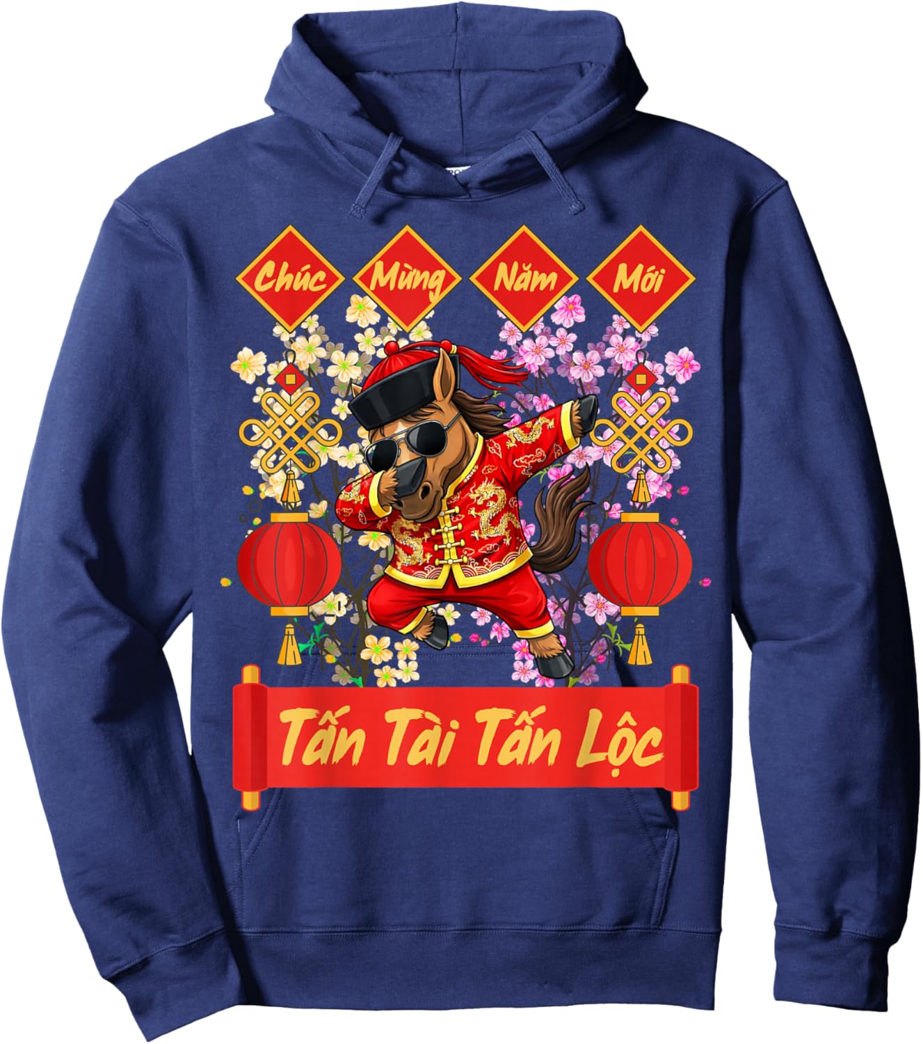 Vietnamese New Year Decorations | Tet 2026 Chuc Mung Nam Moi Hoodie - Hoodie | Navy