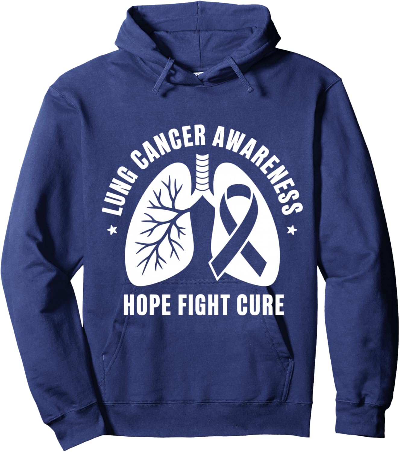 Hope Fight Cure Lung Cancer Awareness Month 2025 Apparel Hoodie - Hoodie | Navy