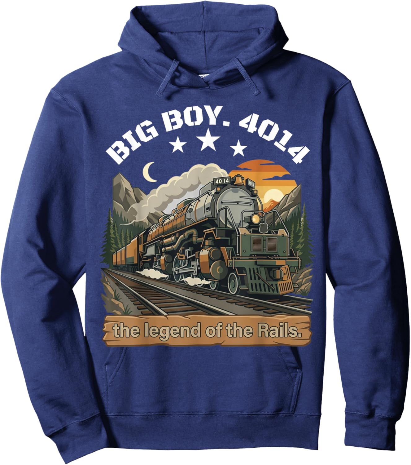 Big Boy 4014 Steam Engine Locomotive Train Vintage Railroad Hoodie - Hoodie | Navy