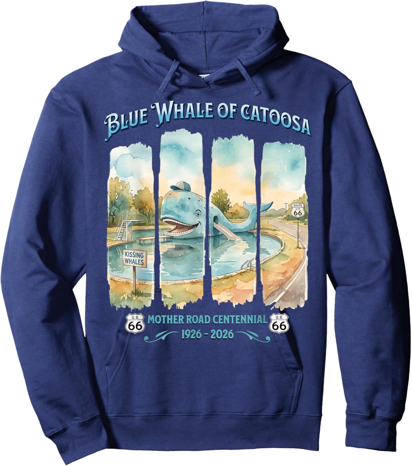 Blue Whale of Catoosa U.S. 66 Mother Road Centennial 2026 Hoodie - Hoodie | Navy
