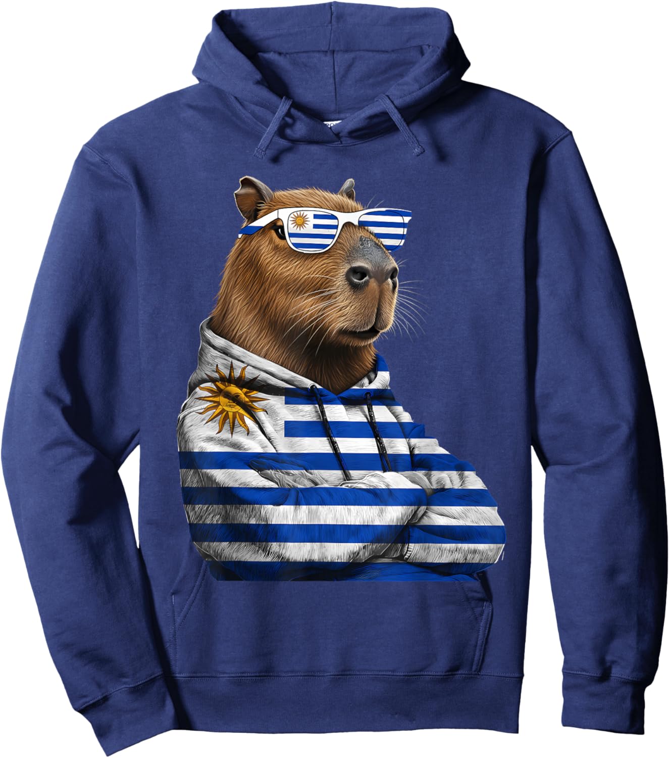 Uruguay Roots Capybara Uruguayan Flag Hoodie - Hoodie | Navy