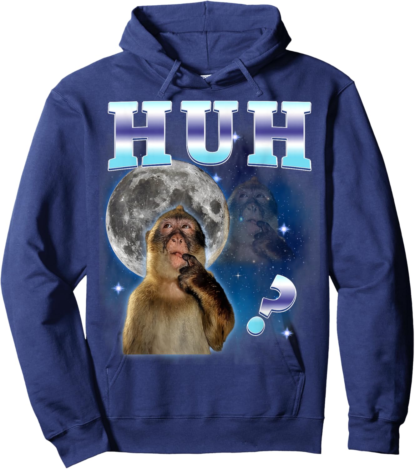 Huh? Thinking Monkey Meme in The Moonlight Hoodie - Hoodie | Navy