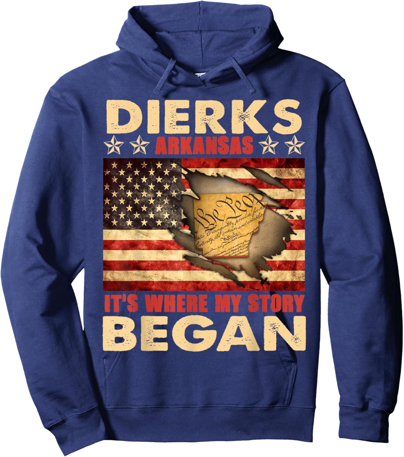 Dierks Arkansas USA Flag 4th Of July Hoodie - Hoodie | Navy