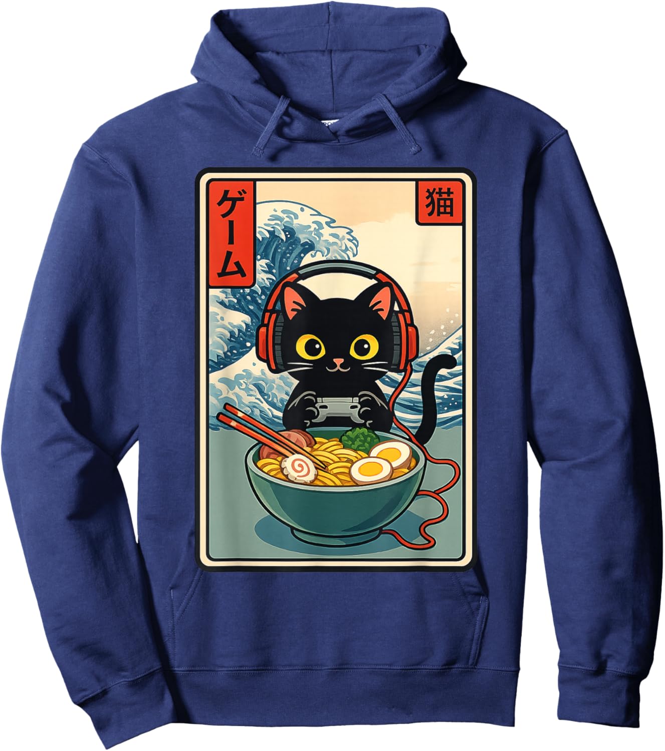 Gamer Cat Ramen Anime Rétro Japonais Wave Art Adulte Enfants Hoodie - Hoodie | Navy