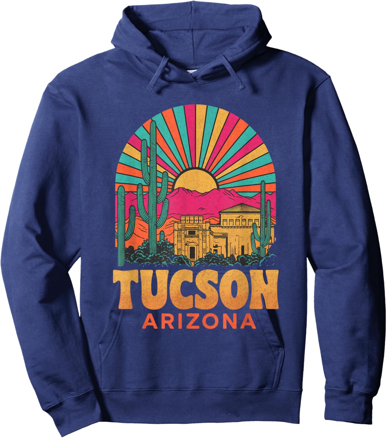 Vintage Tucson Arizona Desert Sunset Skyline Cityscape Hoodie - Hoodie | Navy