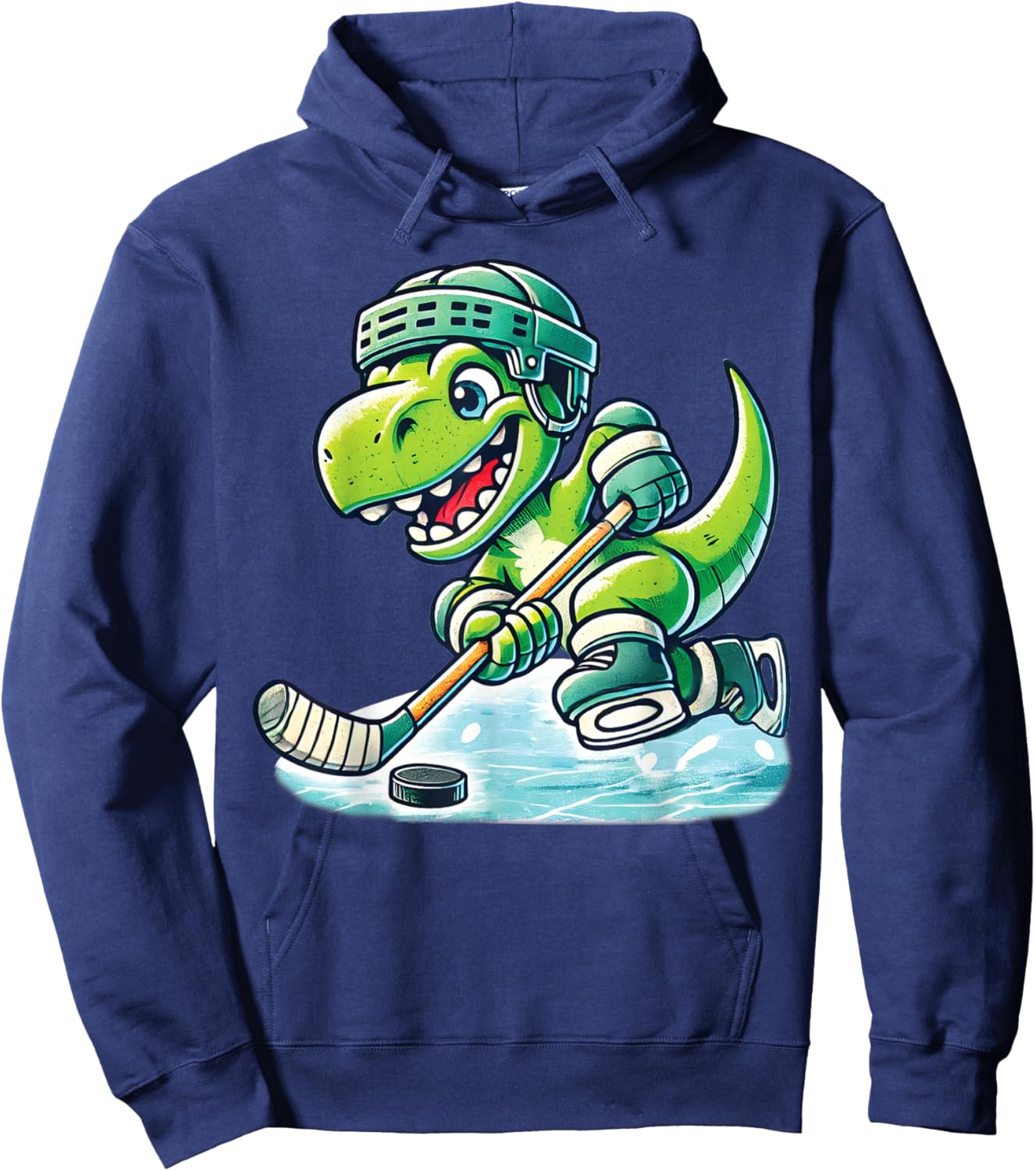 Hockeysaurus Dinosaur Ice Hockey Trex Kids Boys Ice Hockey Hoodie - Hoodie | Navy