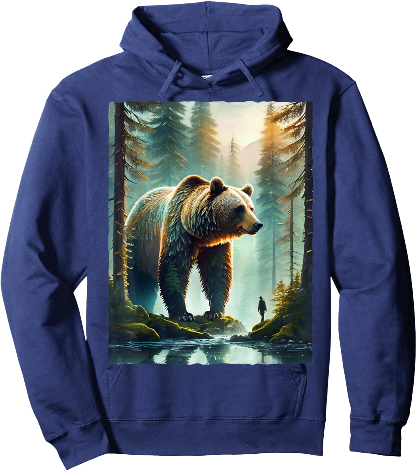 Bear and Forest Nature Hoodie - Hoodie | Navy