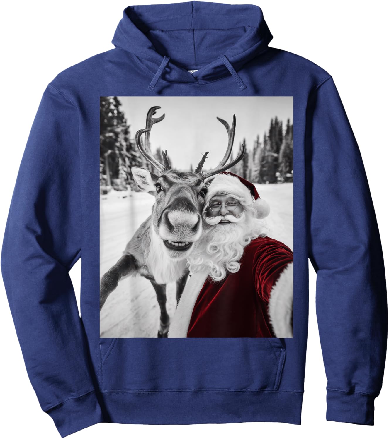 Reindeer Selfie Christmas Party Selfie Funny Reindeer Xmas Hoodie - Hoodie | Navy