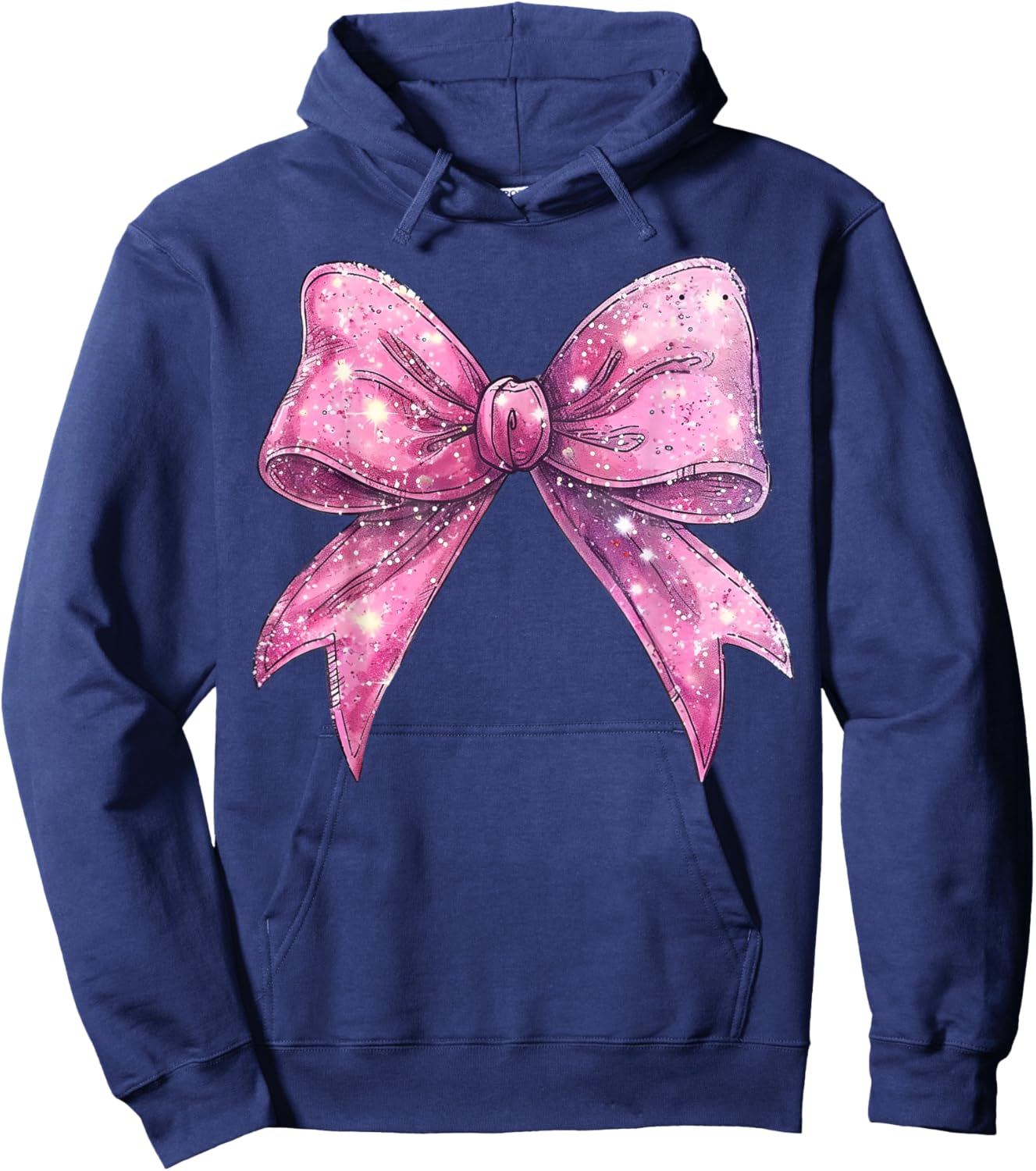 Cute Pink Bow Coquette Aesthetic Bow Print Bow Hoodie - Hoodie | Navy