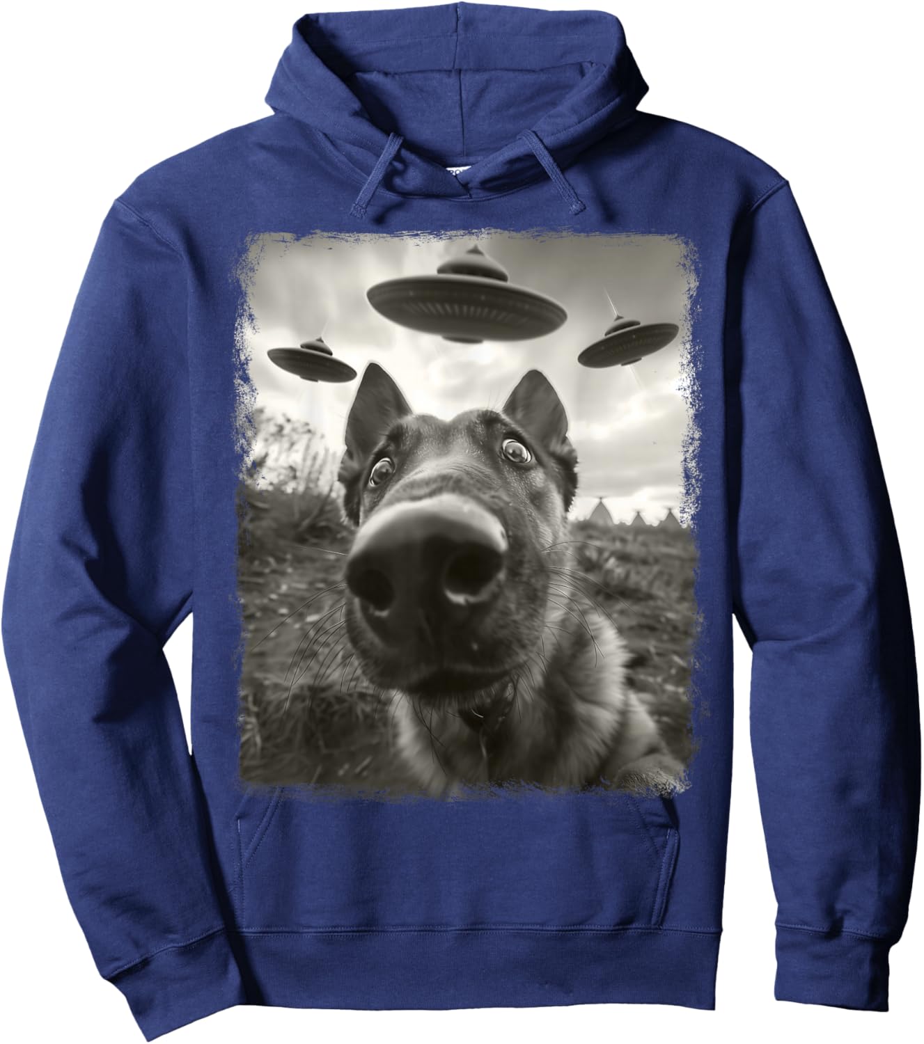 German Shepherd Dog UFO Alien Extraterrestrial Selfie Hoodie - Hoodie | Navy
