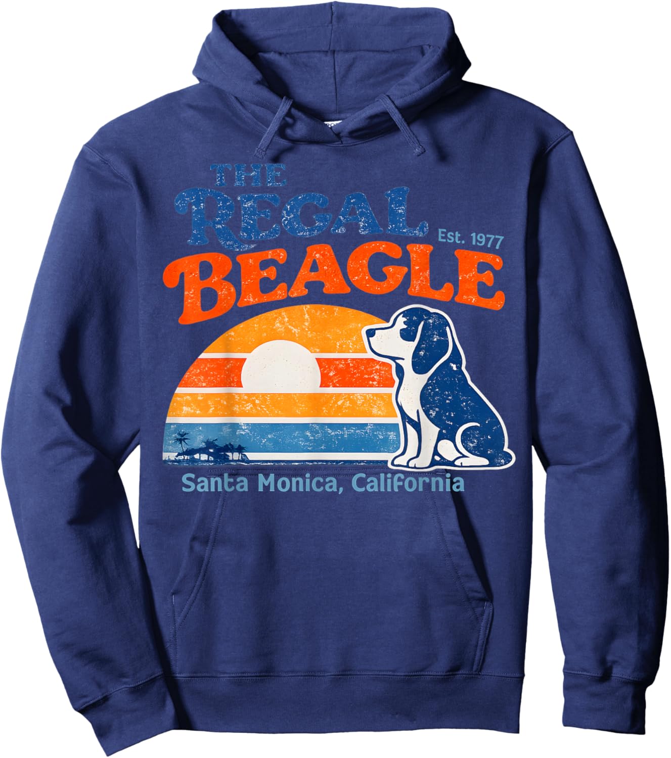 Retro The Regal Beagle Est 1977 Santa Monica California Hoodie - Hoodie | Navy
