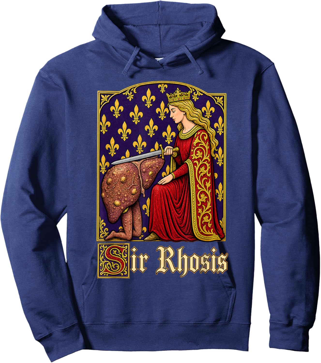 Sir Rhosis Medieval Gothic Dark Humor Vintage Art Hoodie - Hoodie | Navy