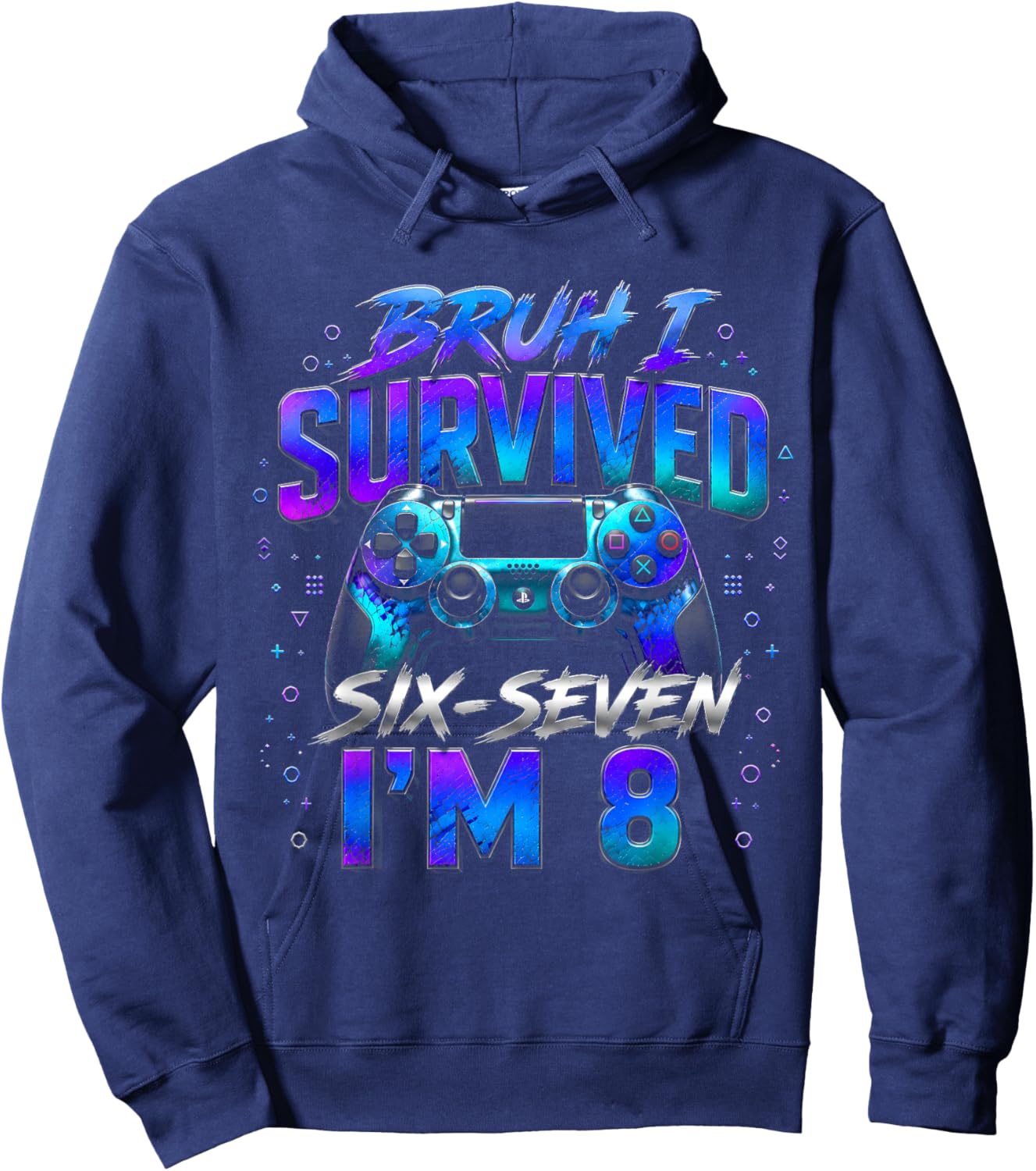 8th Birthday Boy Gaming I Survived Six Seven I'm 8 Years Old Hoodie - Hoodie | Navy
