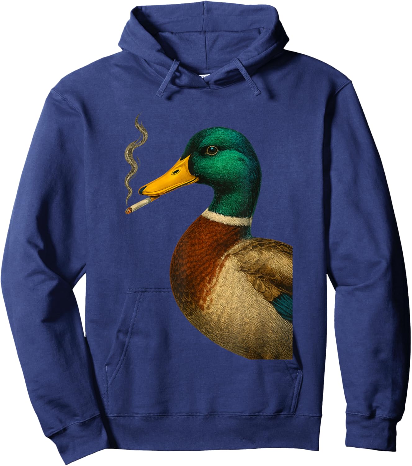 Mallard Duck Smoking a Cigarette Vintage Funny Duck Hunting Hoodie - Hoodie | Navy