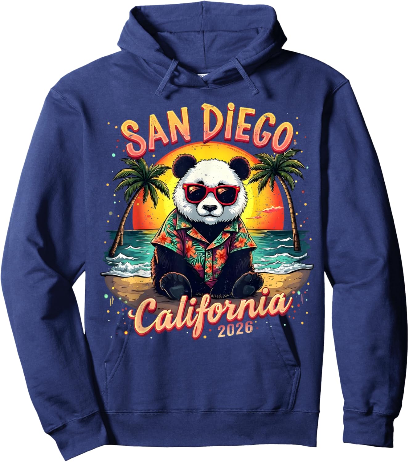 San Diego California 2026 Beach Panda Vacation Hoodie - Hoodie | Navy
