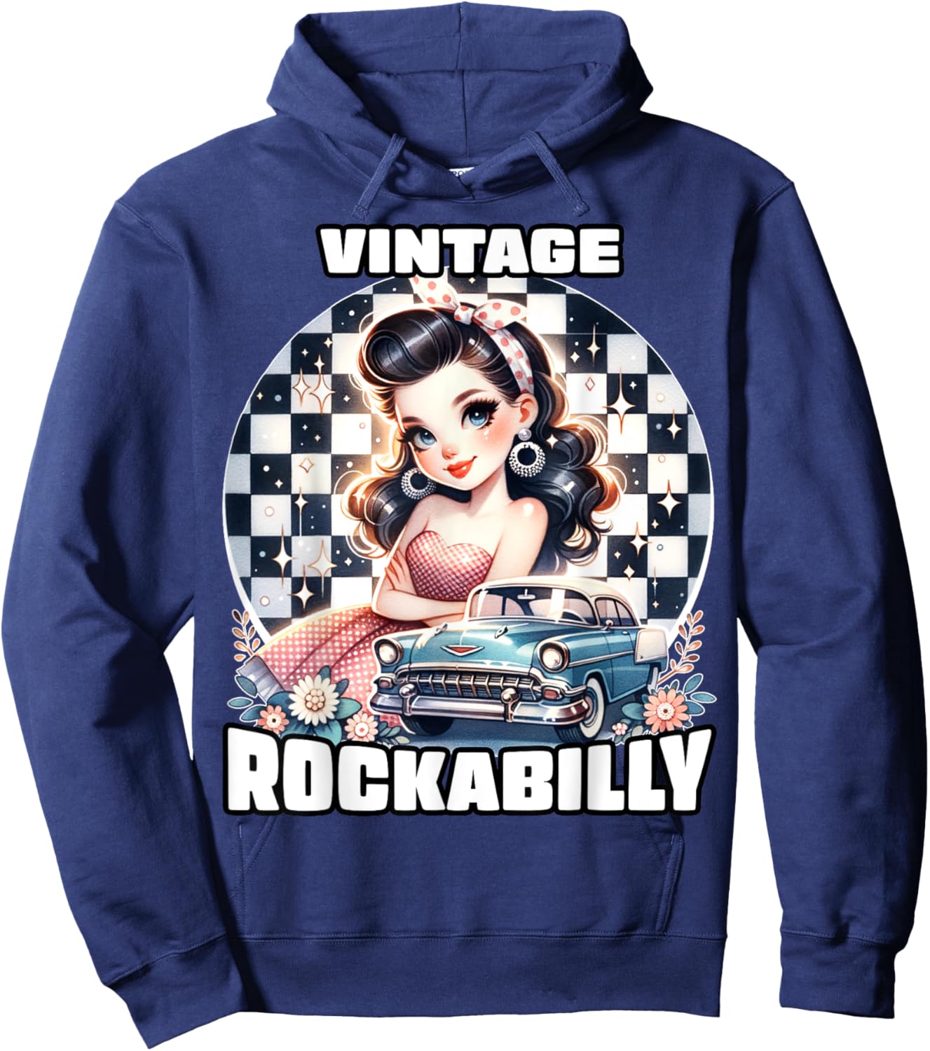 Vintage Rockabilly 50s Sock Hop Dance Doo Wop 1950s Art Hoodie - Hoodie | Navy