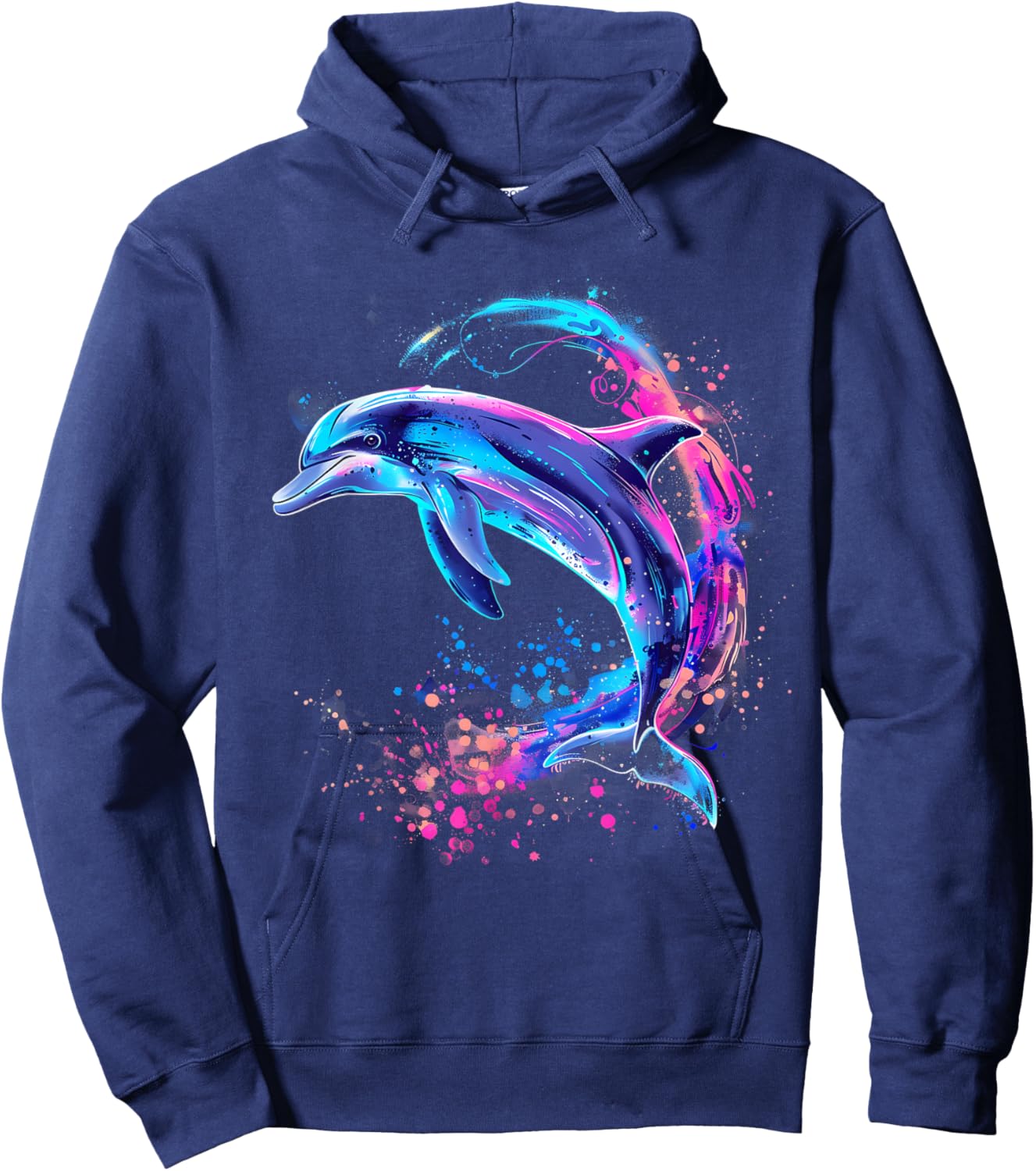 Dolphin Ocean Sea Animal Lover Artwork Sea Ocean Dolphin Hoodie - Hoodie | Navy