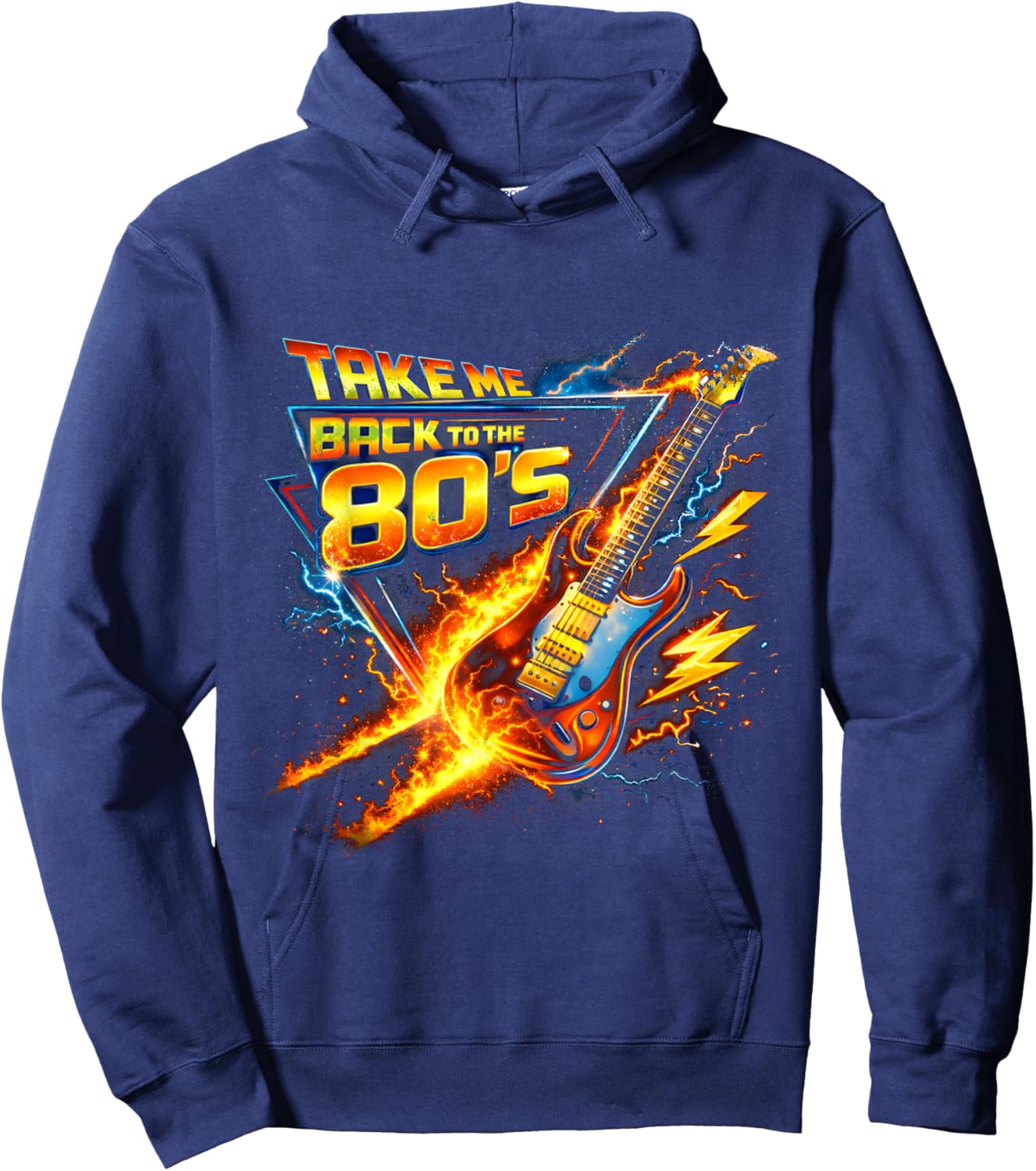 Take Me Back to The 80s Rock Music Nostalgia Throwback Hoodie - Hoodie | Navy