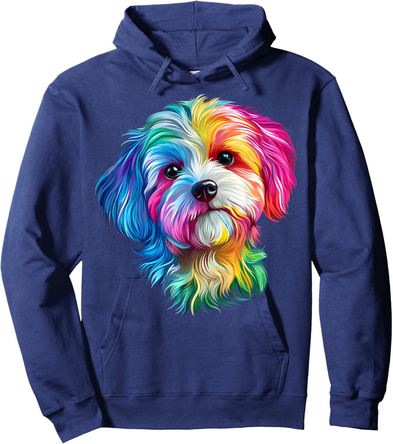 Colorful Coton de Tulear Face Cute Dog Lover Men Women Black Hoodie - Hoodie | Navy