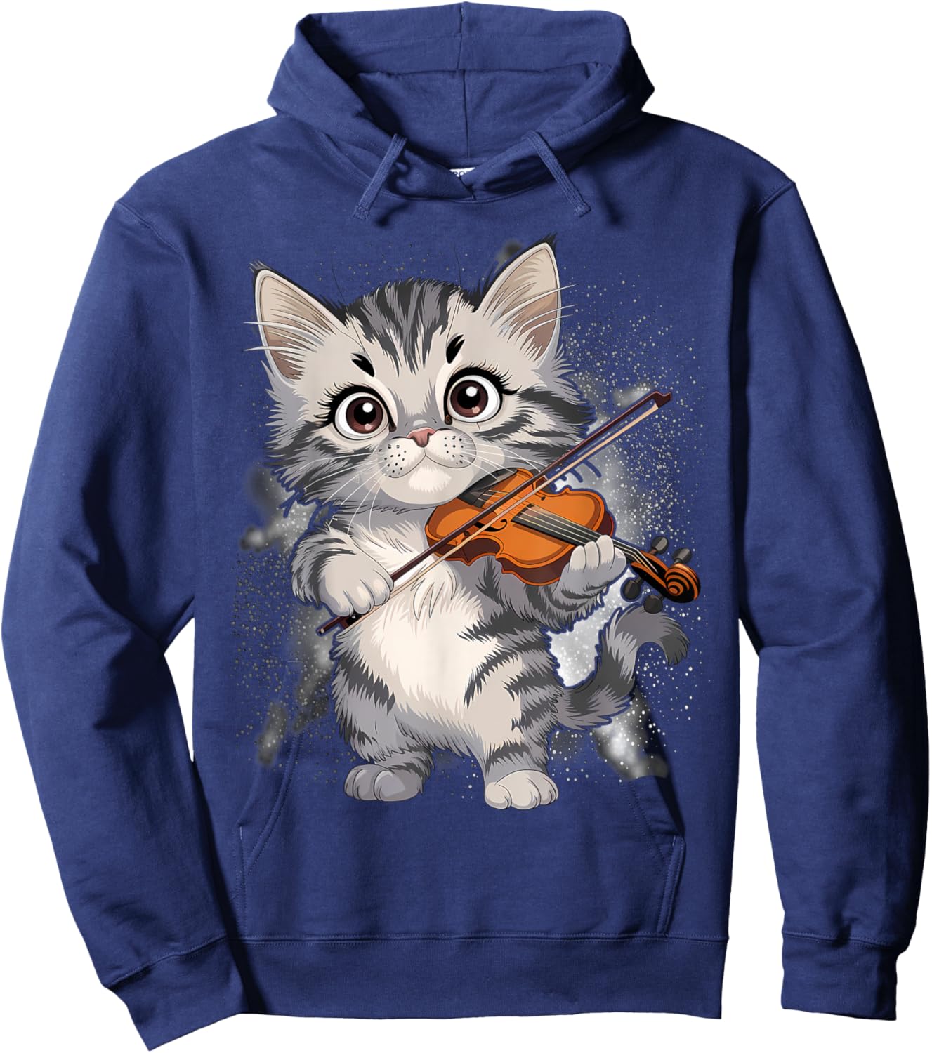 Funny Orchestra Musician Violinist Cute Cat Playing Violin Hoodie - Hoodie | Navy