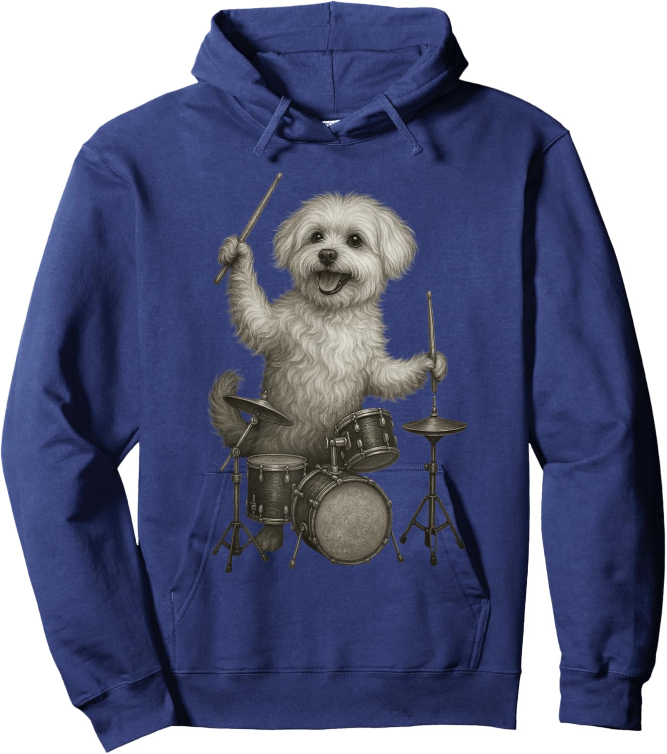 Maltese Dog Playing Drums Funny Drummer Dogs Lover Hoodie - Hoodie | Navy