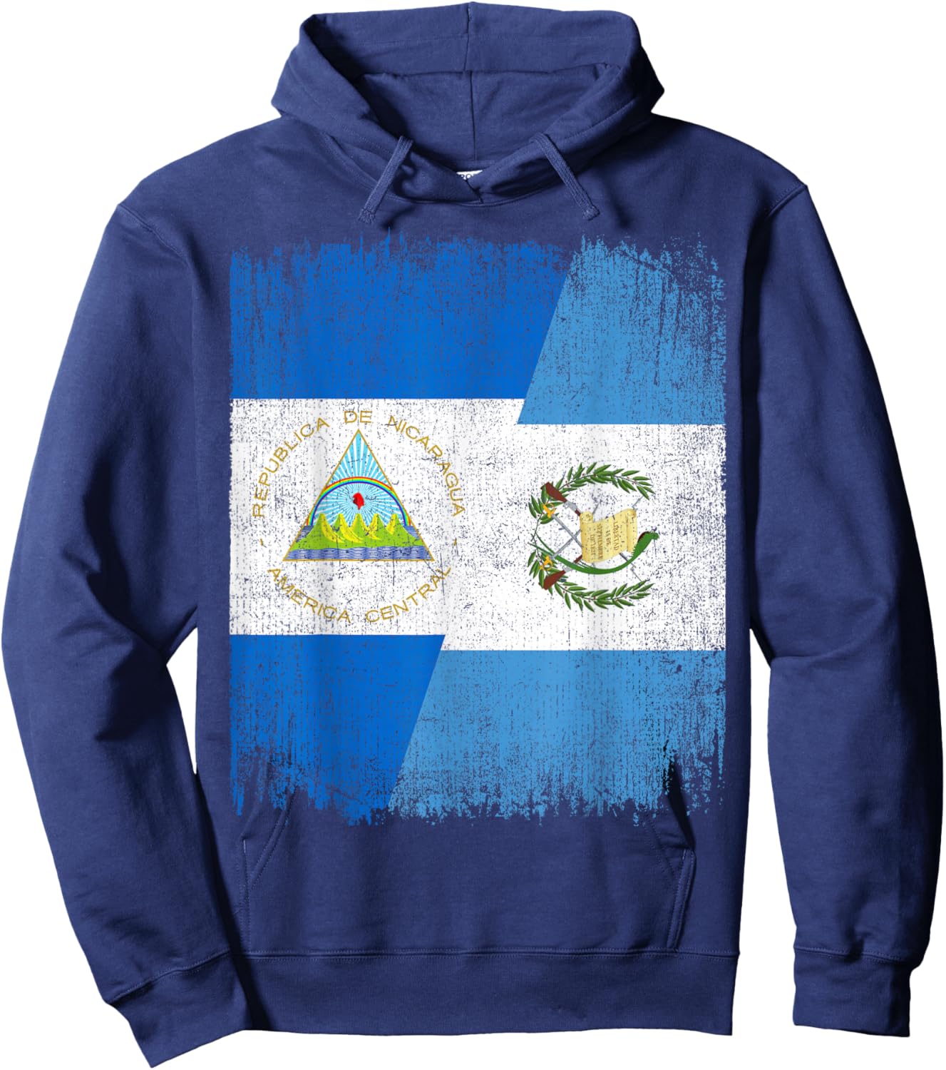 Half Nicaragua Guatemala Split Flag Nicaraguan Pride Roots Hoodie - Hoodie | Navy