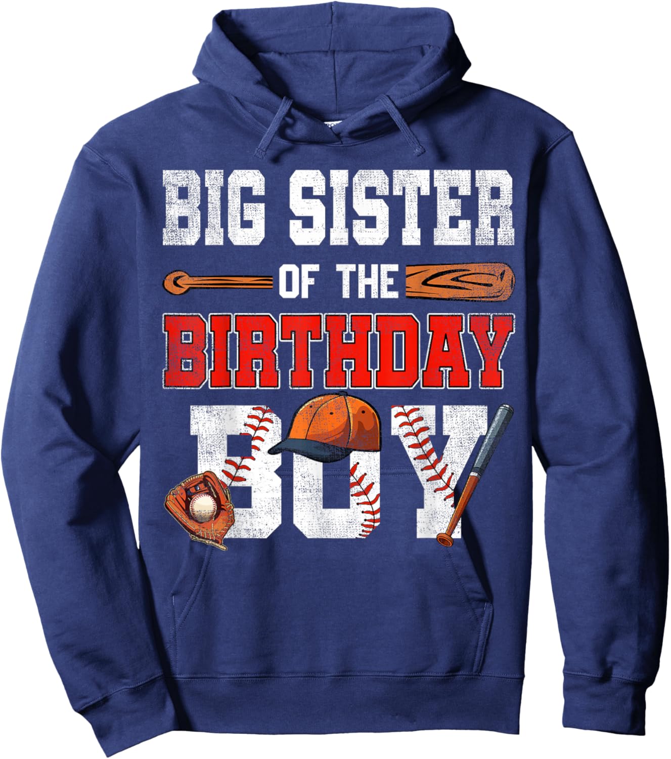 Big Sister Of The Birthday Boy Baseball Bday Family Hoodie - Hoodie | Navy