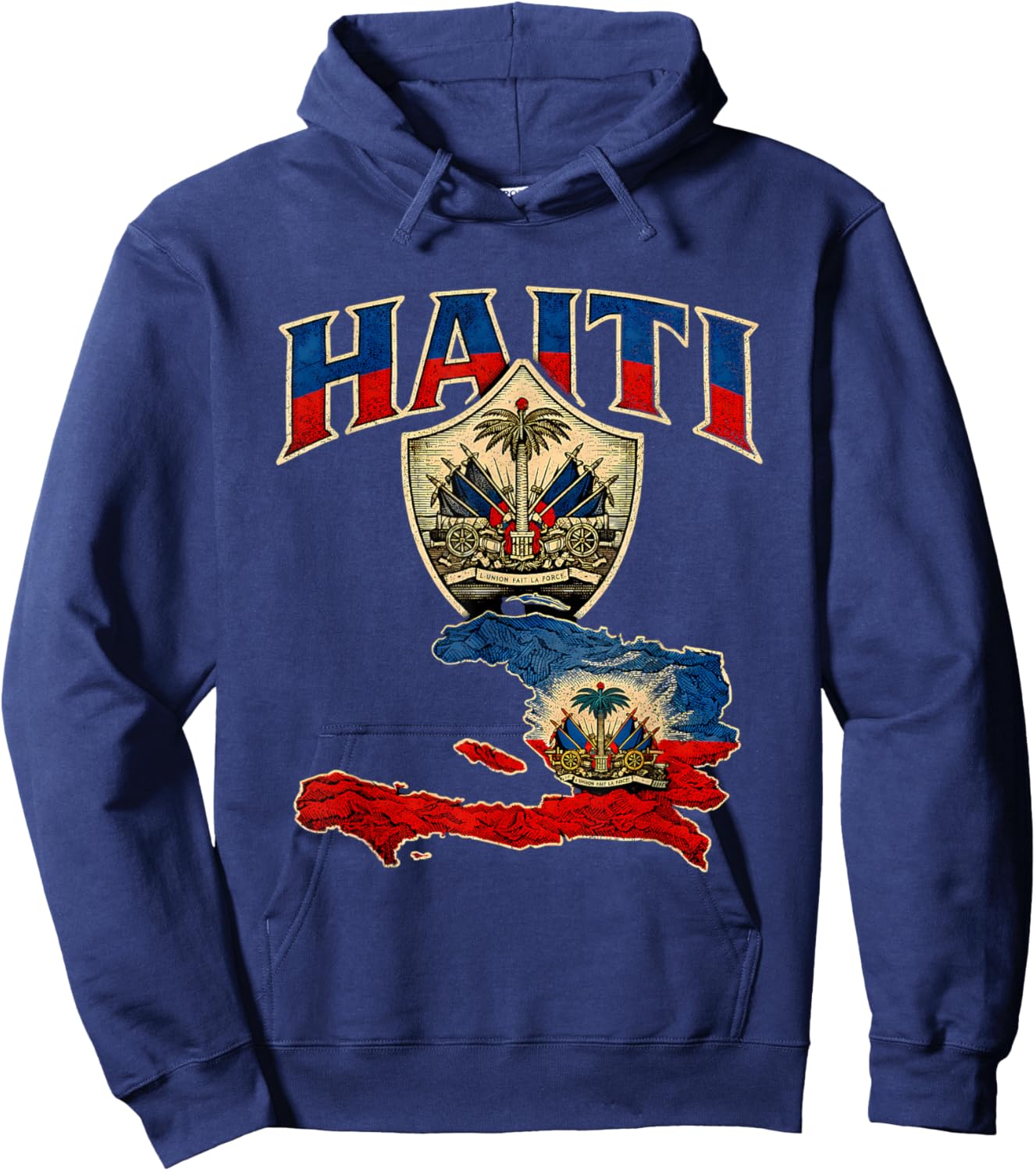 Proud Haitian Flag Haiti Map Hoodie - Hoodie | Navy
